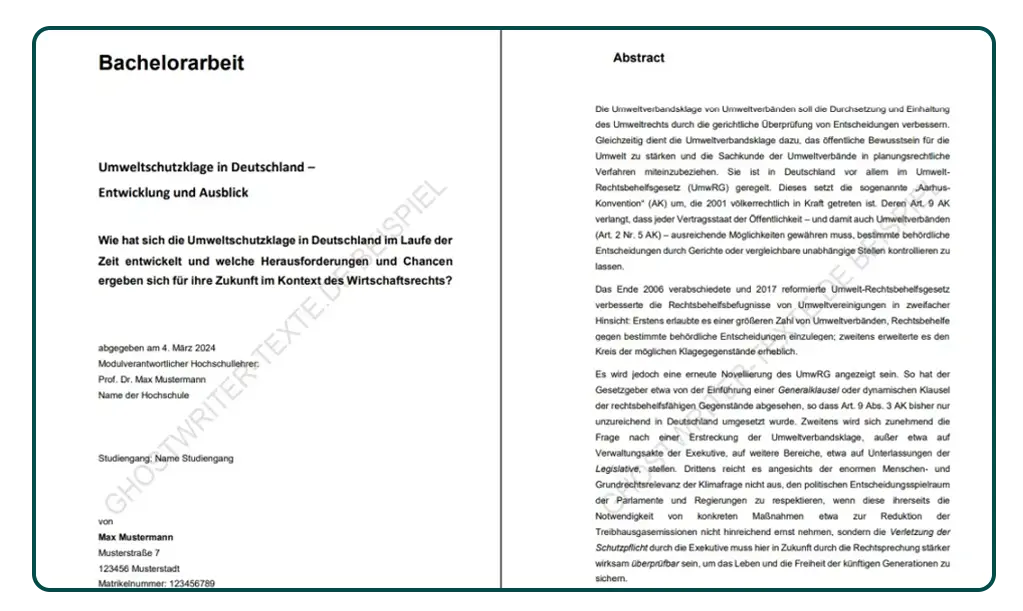 Beispiel-einer-Arbeit Ghostwriter Texte